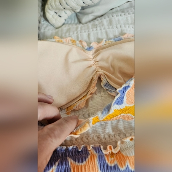 H&M That 70's Show Retro Smocked Bikini In Orange,purple,white,pink. Size S/M - Picture 10 of 10